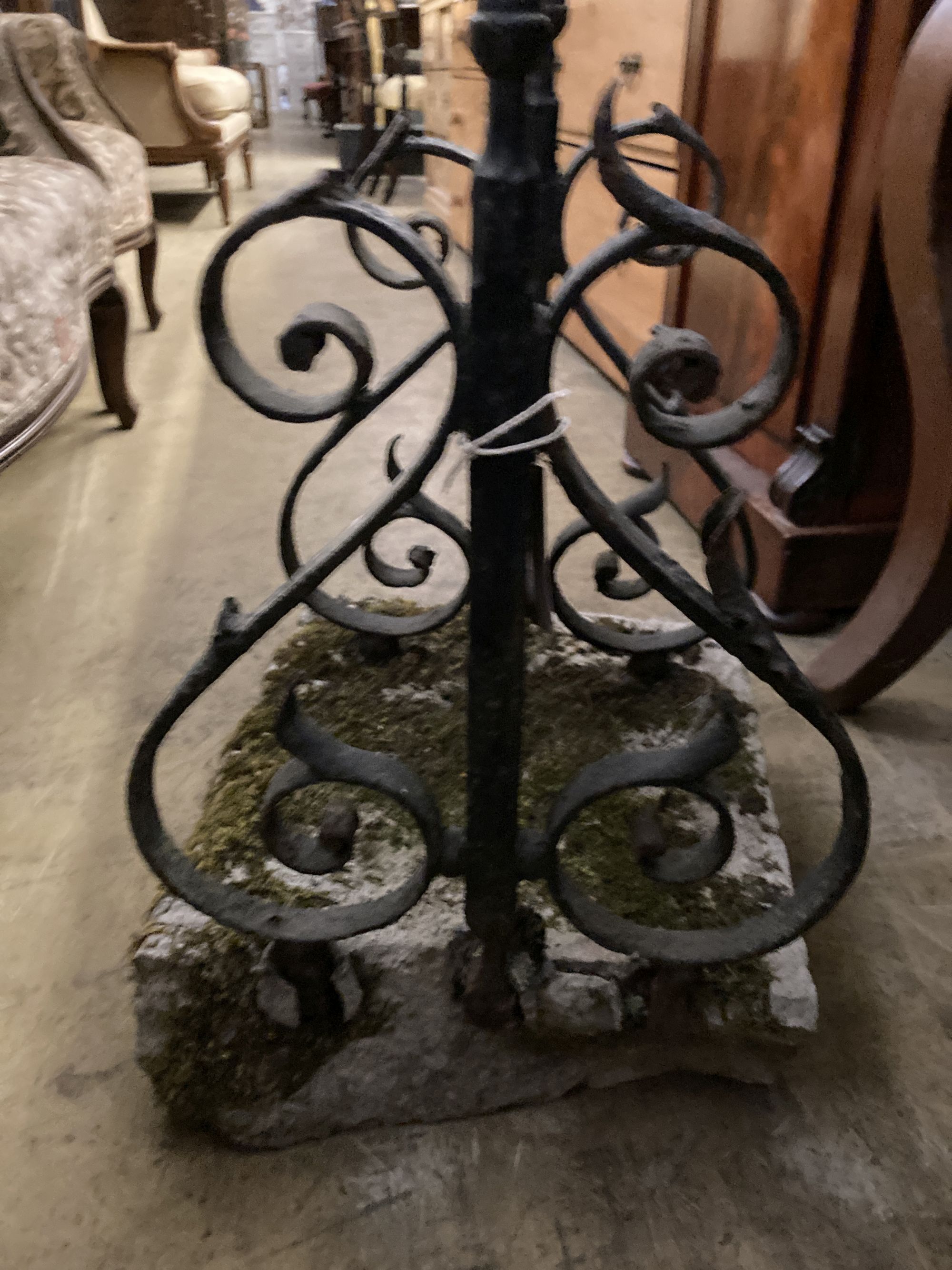 A Victorian cast iron boot scraper, width 30cm, height 42cm